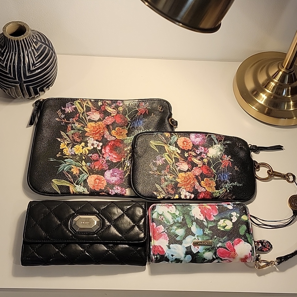 Lot of 4 items, 2 wallets and 2 cosmetic bags